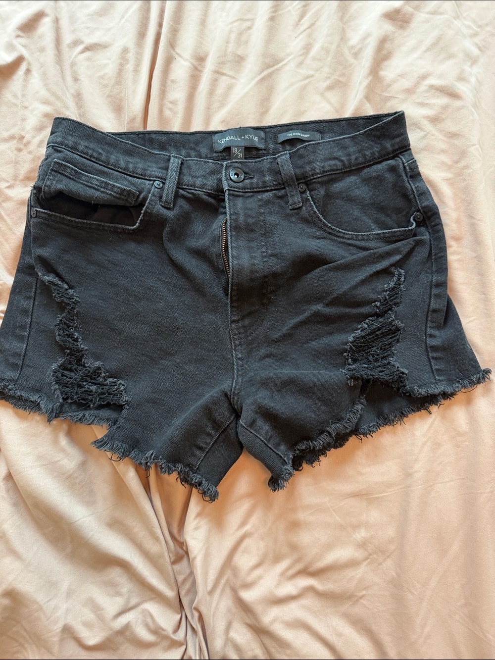 Kendall & Kylie Black Ripped Frayed Hem Denim Shorts